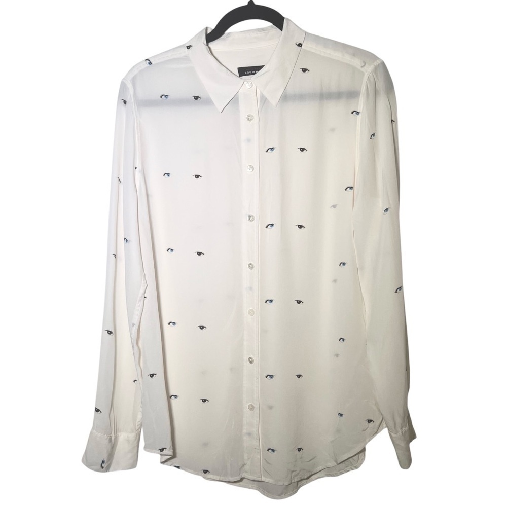 Kate Moss Ivory Equipment David Bowie Silk Eyes Shirt Medium
